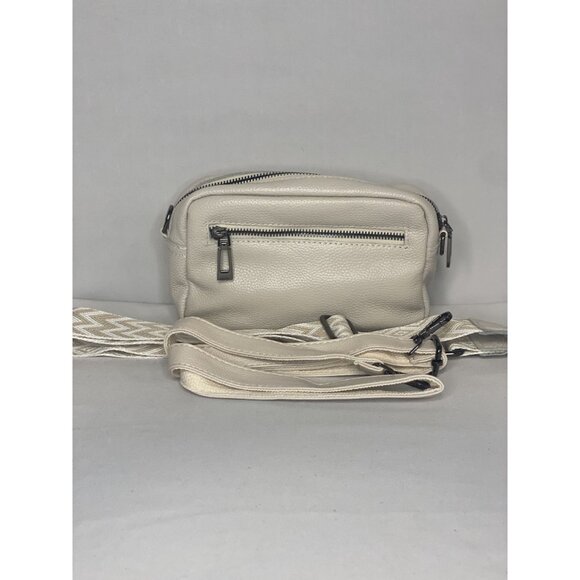 Cream Crossbody Bag With Chevron Strap - Picture 2 of 3
